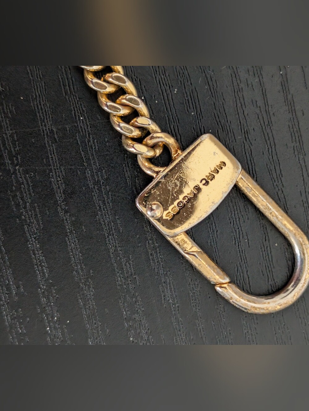 Red Leather Wallet with Gold Chain Accent - Picture 3 of 6